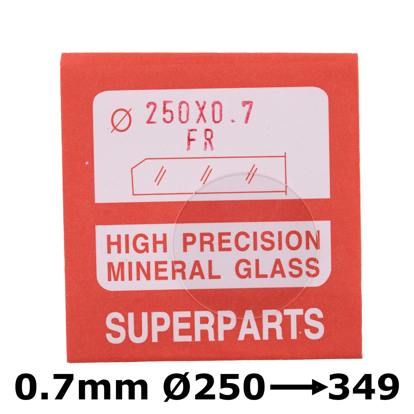 Flat 0.7mm Thickness, dia. 250-349 Mineral Glass