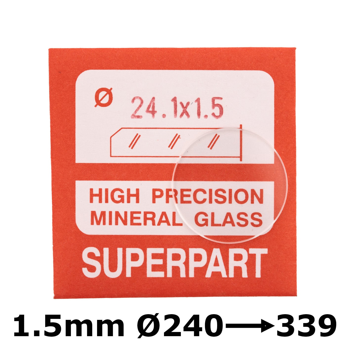 Flat 1.5mm Thickness, dia. 240-339 Mineral Glass