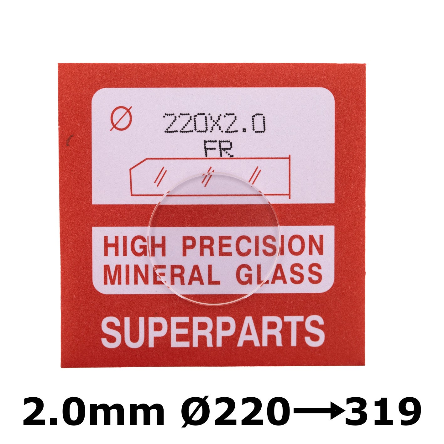 Flat 2.0mm Thickness, dia. 220-319 Mineral Glass