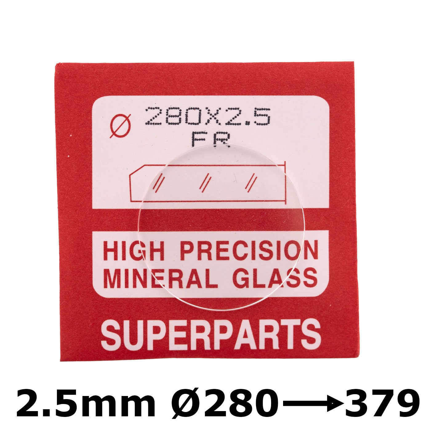 Flat 2.5mm Thickness, dia. 280-379 Mineral Glass