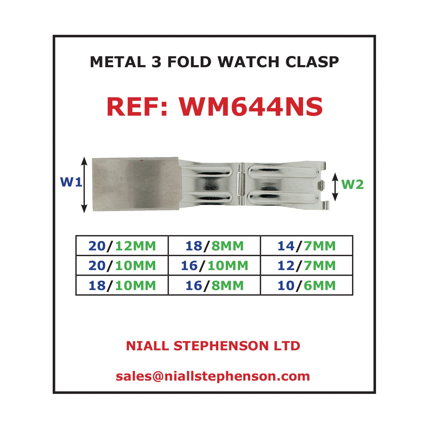 Metal 3 Fold Clasp WM644NS