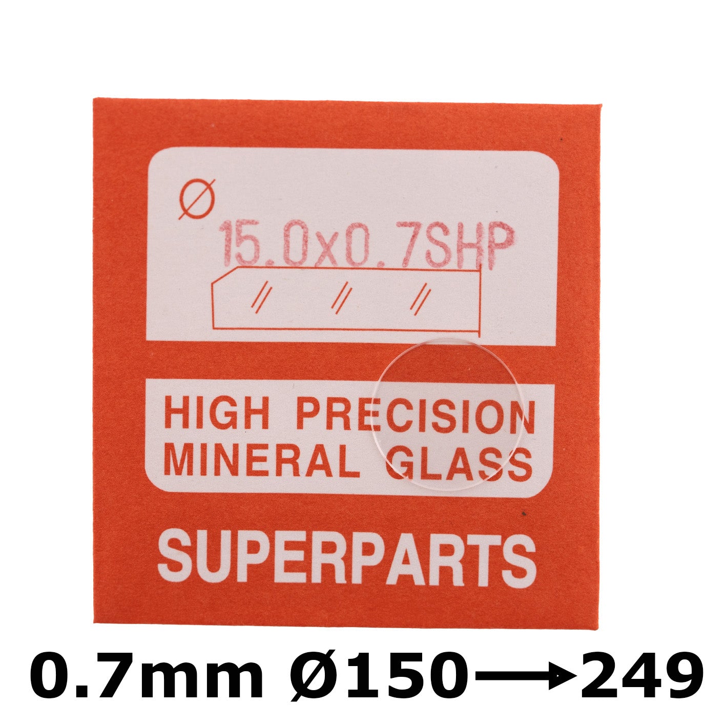 Flat 0.7mm Thickness, dia. 150-249 Mineral Glass