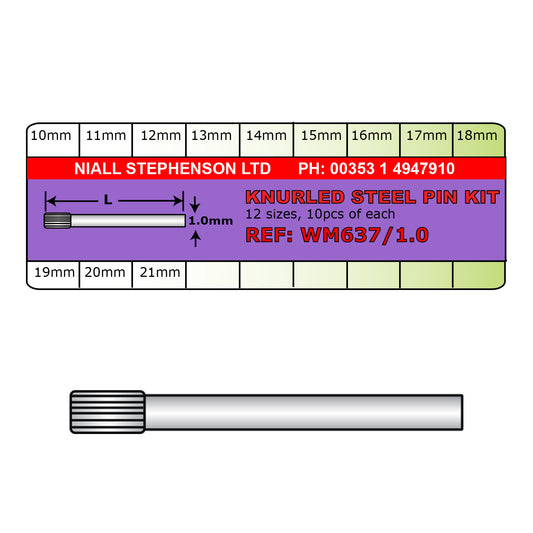 Knurled pin kit 1.0mm