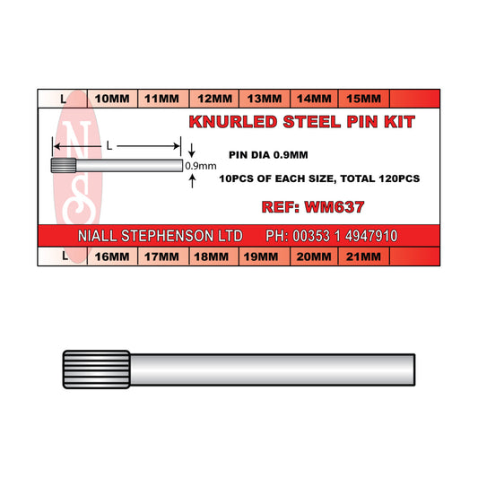 Knurled pin kit 0.9mm